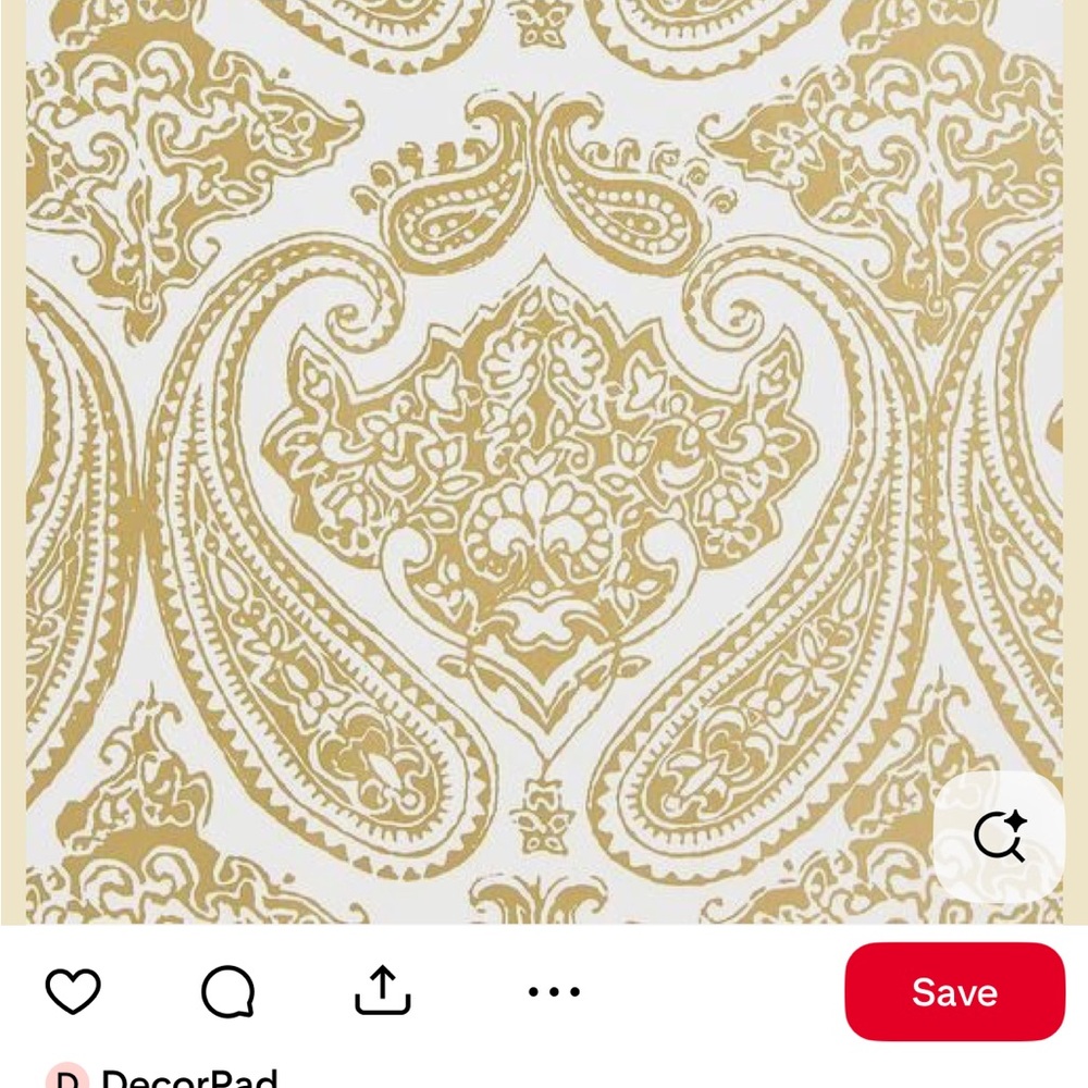 Elegant Gold Paisley Wall Decor, York Wall coverings for Anthropologie, one roll